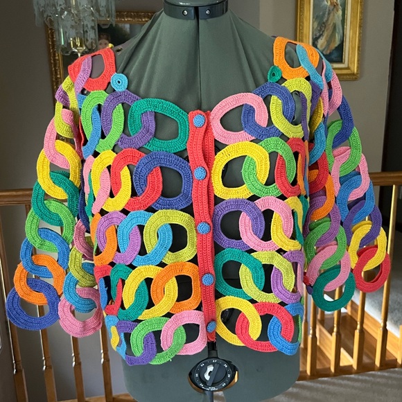 Nwot Michael Simon M Open Knit Crochet Sweater Cardigan easter Mother’s Day
